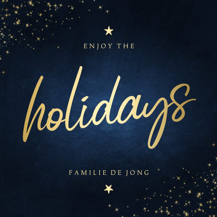 Kerstkaart stay safe donkerblauw met sparkles - Kerstkaarten Kerstkaarten - Kerstkaart stay safe donkerblauw met sparkles
