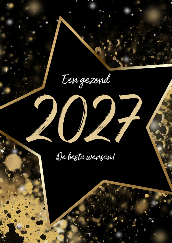 Kerstkaart ster 2027 goud - Kerstkaarten Kerstkaarten - Kerstkaart ster 2027 goud