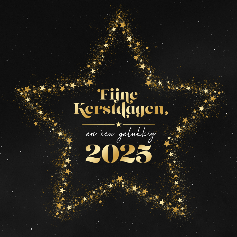 Kerstkaart ster fijne kerstdagen gelukkig 2025 Kaartje2go