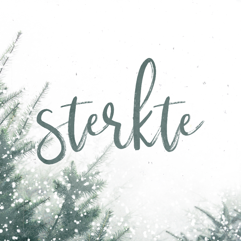 Kerstkaart sterkte met kerstbomen en sneeuw - Kerstkaarten Kerstkaarten - Kerstkaart sterkte met kerstbomen en sneeuw