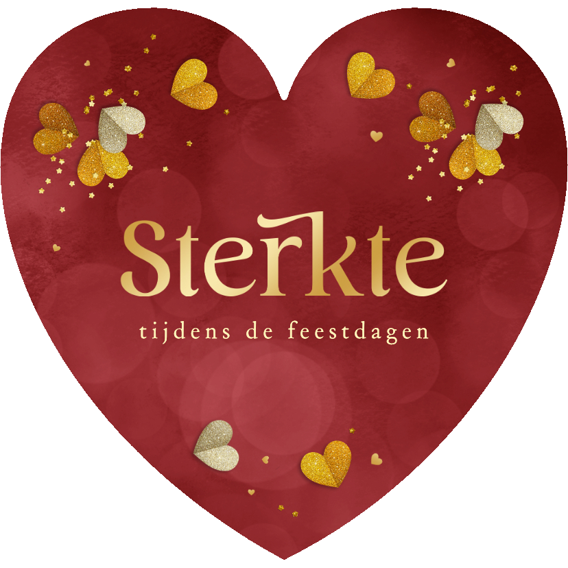 Kerstkaarten - Kerstkaart sterkte tijdens de feestdagen hartvorm goud rood