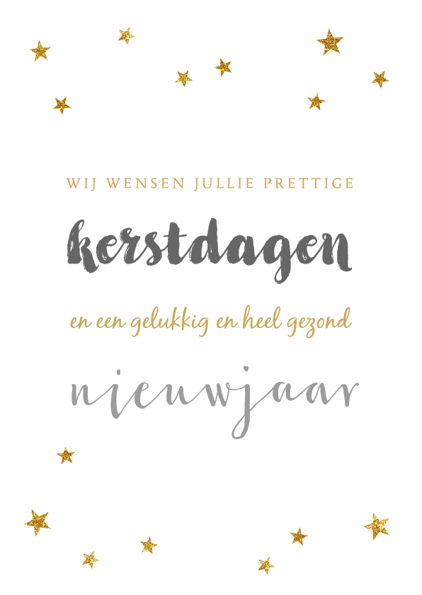 Kerstkaarten - Kerstkaart sterretjes typografie - BC