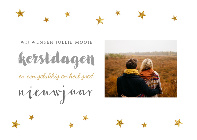 Kerstkaart sterretjes typografie foto - Kerstkaarten Kerstkaarten - Kerstkaart sterretjes typografie foto