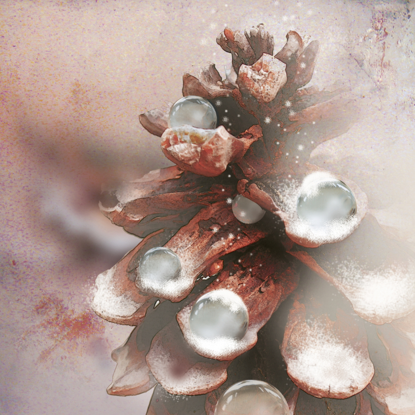 Kerstkaart Stijlvol dennenappel - Kerstkaarten Kerstkaarten - Kerstkaart Stijlvol dennenappel
