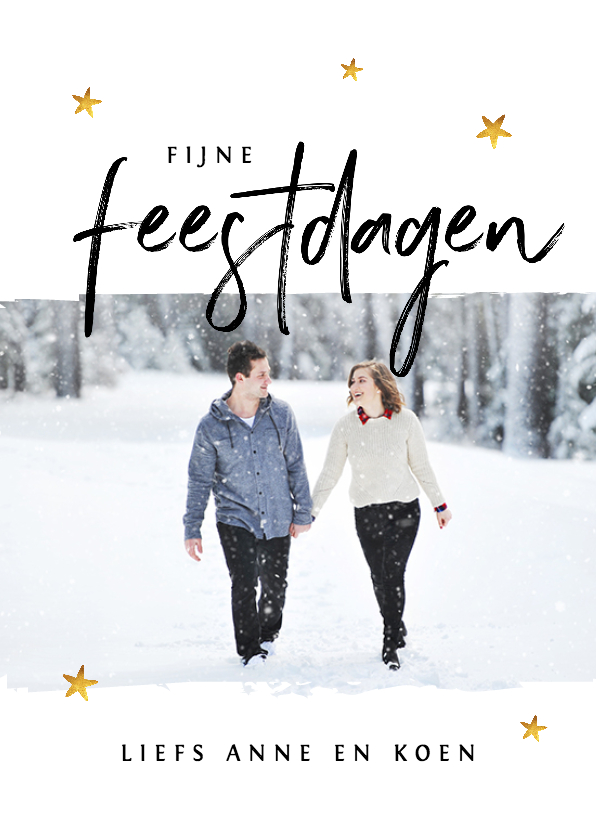 Kerstkaart stijlvol fijne feestdagen met foto - Kerstkaarten Kerstkaarten - Kerstkaart stijlvol fijne feestdagen met foto