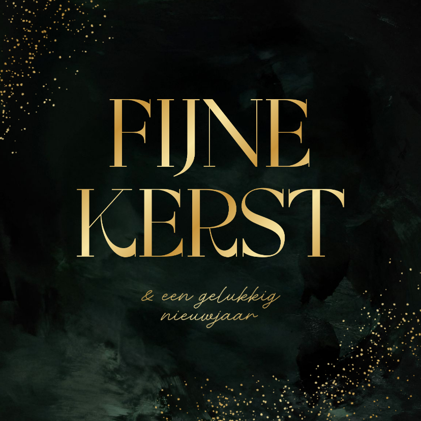 Kerstkaart stijlvol grote tekst fijne kerst groen goud - Kerstkaarten Kerstkaarten - Kerstkaart stijlvol grote tekst fijne kerst groen goud