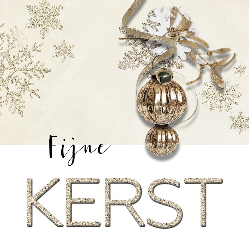 Kerstkaart stijlvol klassiek taupe 2023 - Kerstkaarten Kerstkaarten - Kerstkaart stijlvol klassiek taupe 2023