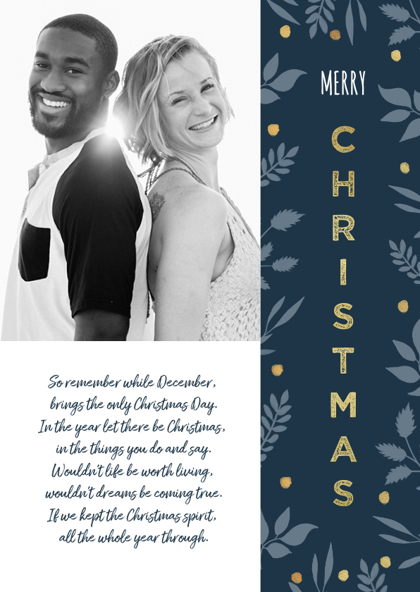 Kerstkaart stijlvol met foto en goudlook accenten - Kerstkaarten Kerstkaarten - Kerstkaart stijlvol met foto en goudlook accenten
