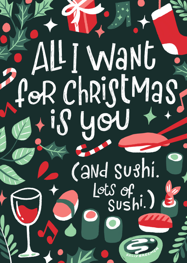 Kerstkaarten - Kerstkaart sushi