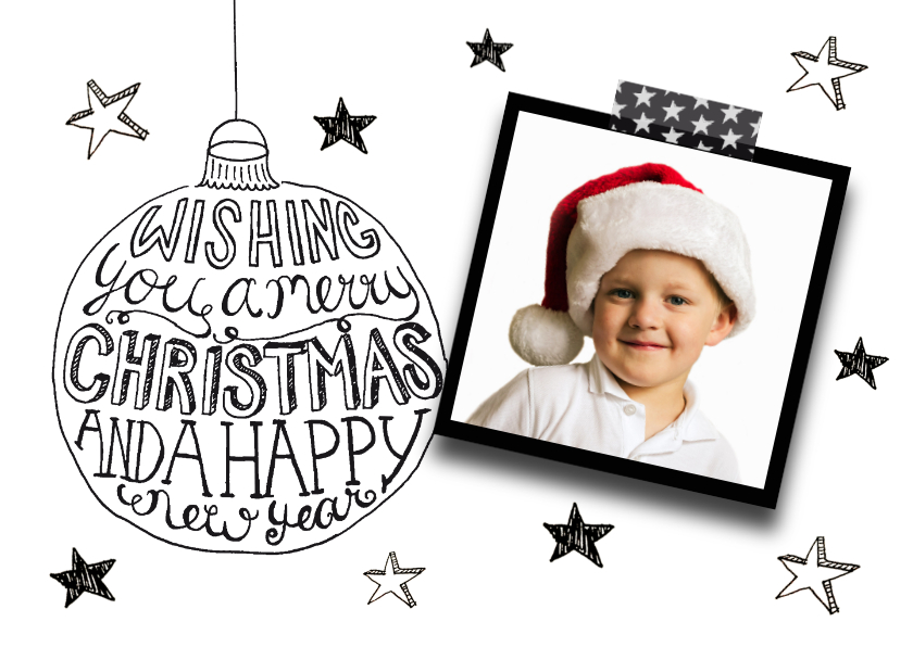 Kerstkaart tekst & foto zwartwit - Kerstkaarten Kerstkaarten - Kerstkaart tekst & foto zwartwit