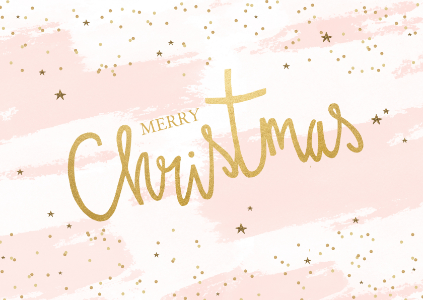 Kerstkaart tekst goudlook confetti sterren - Kerstkaarten Kerstkaarten - Kerstkaart tekst goudlook confetti sterren