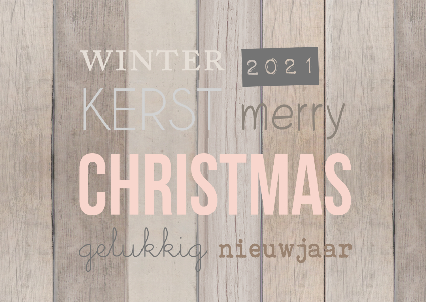 Kerstkaart tekst hout - BC - Kerstkaarten Kerstkaarten - Kerstkaart tekst hout - BC