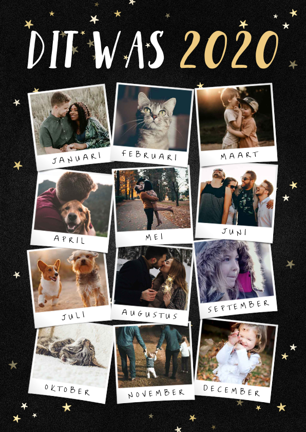 Kerstkaart terugblik op 2019 fotocollage polaroid - Kerstkaarten Kerstkaarten - Kerstkaart terugblik op 2019 fotocollage polaroid