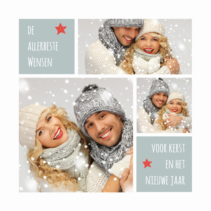 Kerstkaart trendy foto collage aanpasbare achtergrondkleur - Kerstkaarten Kerstkaarten - Kerstkaart trendy foto collage aanpasbare achtergrondkleur