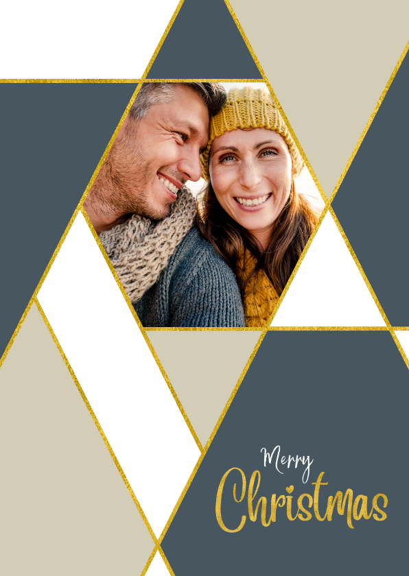 Kerstkaart trendy ruiten en aanpasbare achtergrondkleur - Kerstkaarten Kerstkaarten - Kerstkaart trendy ruiten en aanpasbare achtergrondkleur