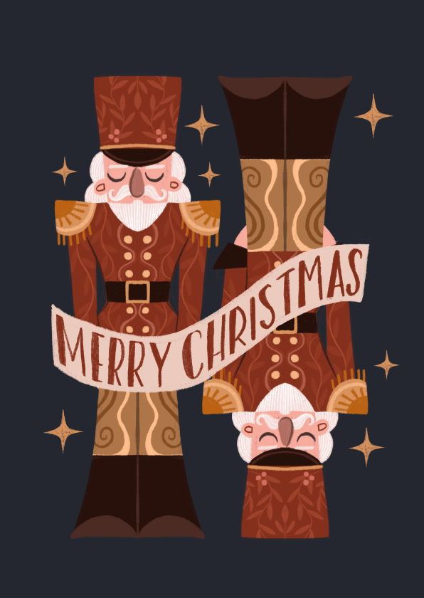 Kerstkaarten - Kerstkaart twee geïllustreerde notenkrakers