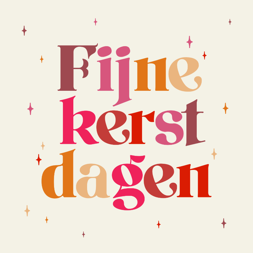 Kerstkaart typografie kleurrijk fijne kerstdagen sterren - Kerstkaarten Kerstkaarten - Kerstkaart typografie kleurrijk fijne kerstdagen sterren