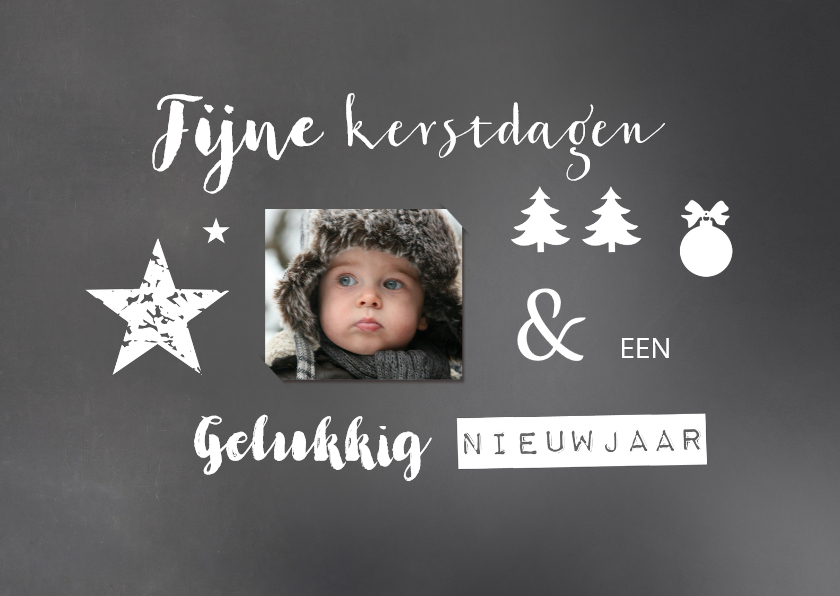 Kerstkaart typografie krijt - Kerstkaarten Kerstkaarten - Kerstkaart typografie krijt