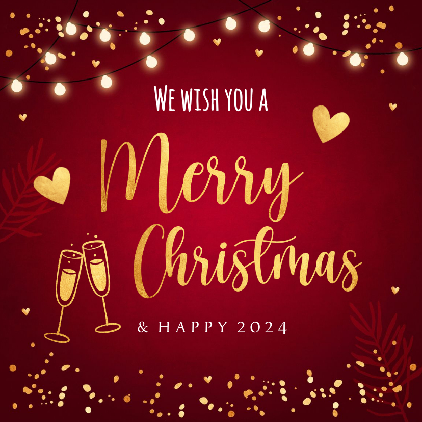 Kerstkaart typografie lampjes confetti goudlook - Kerstkaarten Kerstkaarten - Kerstkaart typografie lampjes confetti goudlook