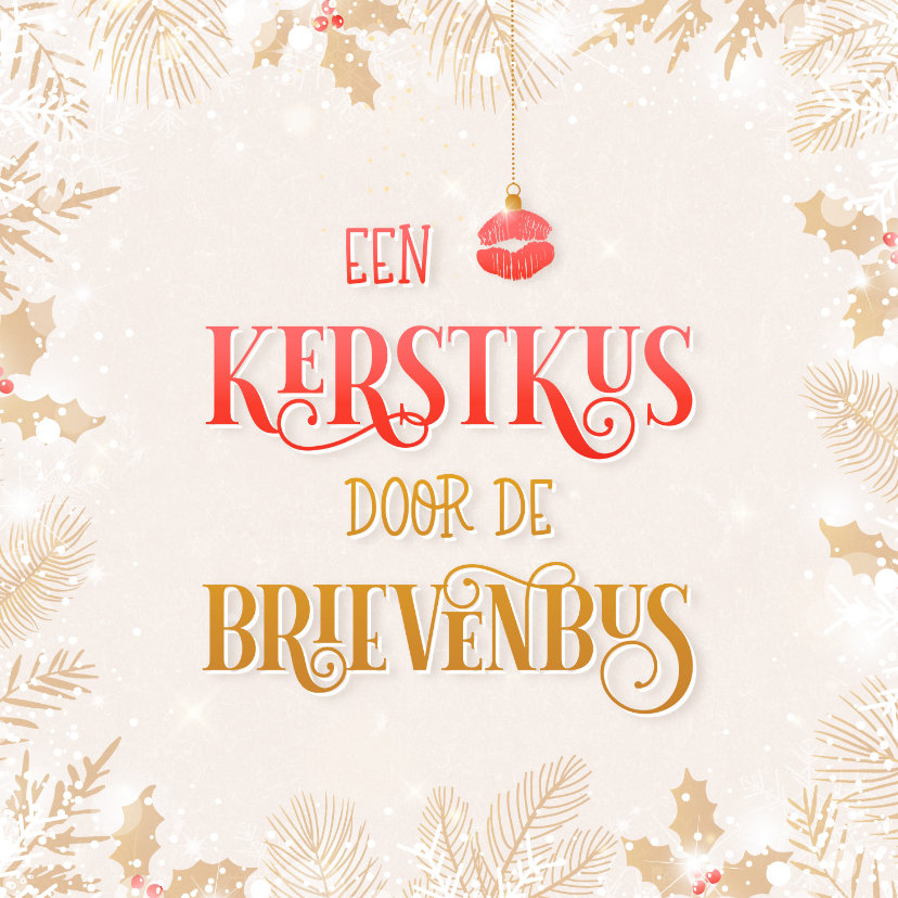 Kerstkaarten - Kerstkaart typografisch kerstkus door de brievenbus