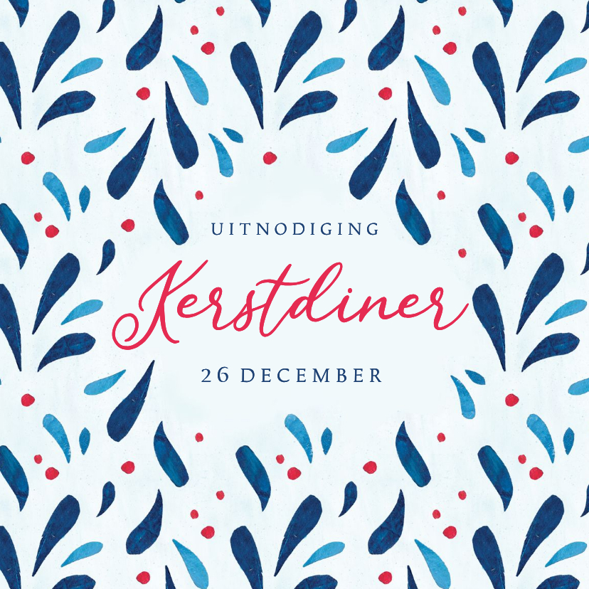 Kerstkaart uitnodiging kerstdiner met maretak - Kerstkaarten Kerstkaarten - Kerstkaart uitnodiging kerstdiner met maretak