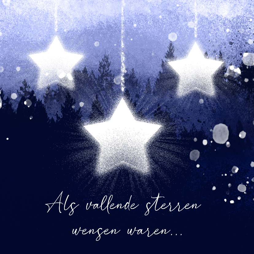Kerstkaarten - Kerstkaart vallende sterren wens