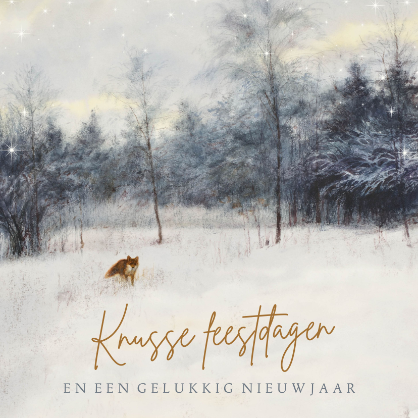 Kerstkaarten - Kerstkaart van vos in het bos