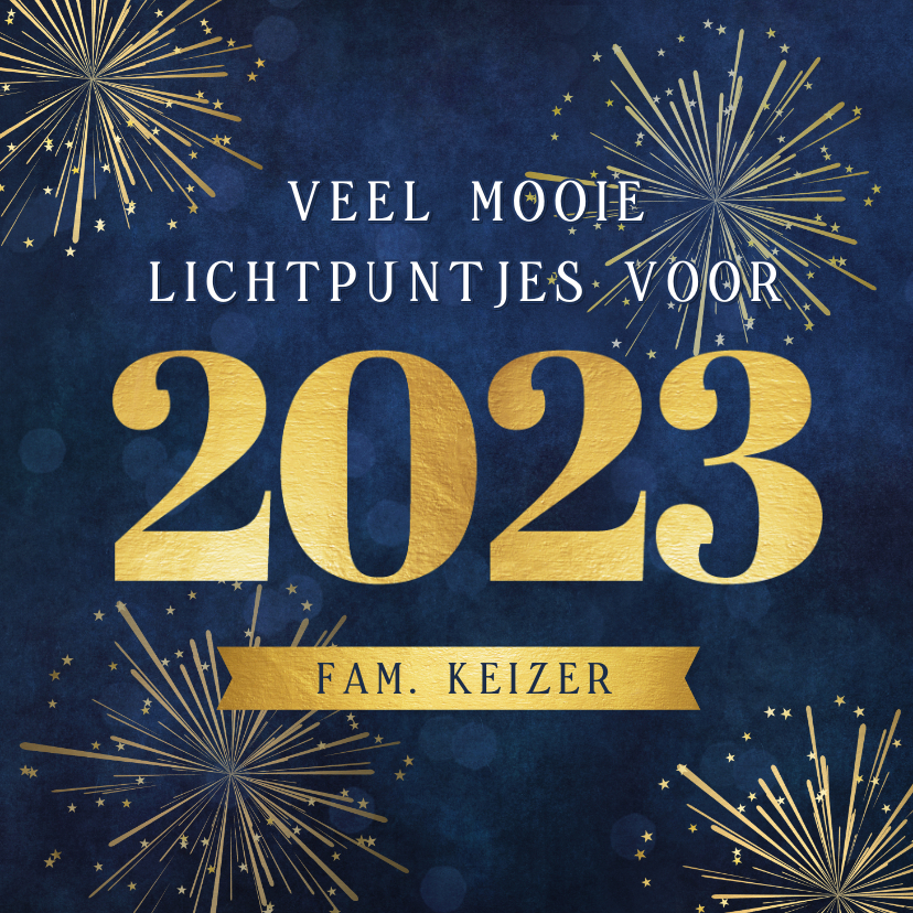 Kerstkaart veel lichtpuntjes voor 2023 met vuurwerk - Kerstkaarten Kerstkaarten - Kerstkaart veel lichtpuntjes voor 2023 met vuurwerk