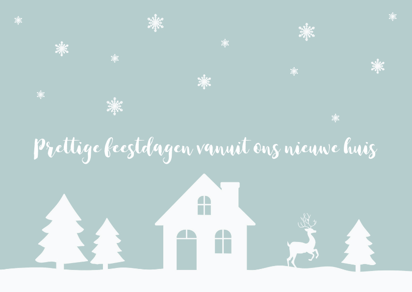 Kerstkaarten - Kerstkaart verhuiskaart huisje sneeuw silhouet