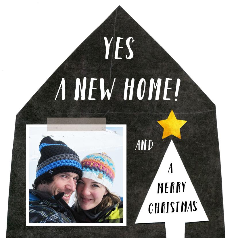 Kerstkaart verhuiskaart zwart wit - Kerstkaarten Kerstkaarten - Kerstkaart verhuiskaart zwart wit