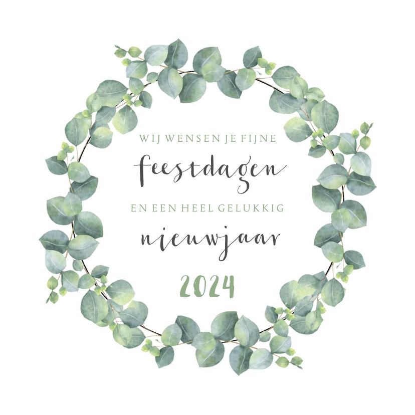 Kerstkaart vierkant eucalyptus tekst - Kerstkaarten Kerstkaarten - Kerstkaart vierkant eucalyptus tekst