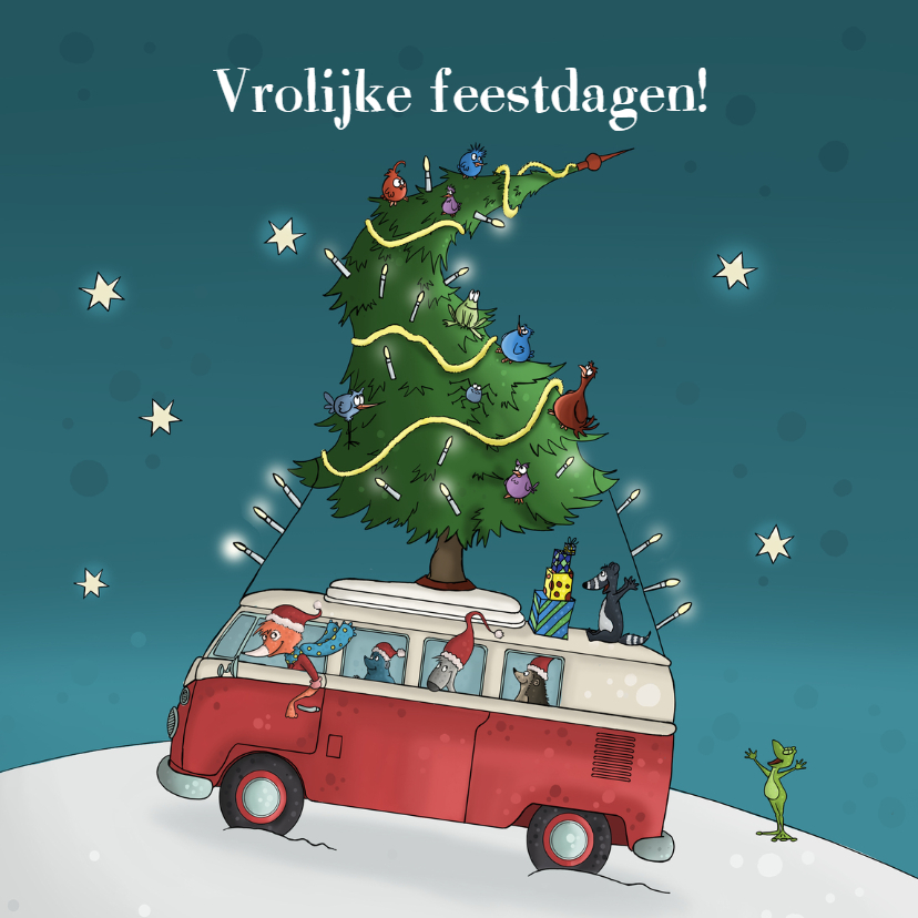 Kerstkaart volkswagenbusje JB - Kerstkaarten Kerstkaarten - Kerstkaart volkswagenbusje JB