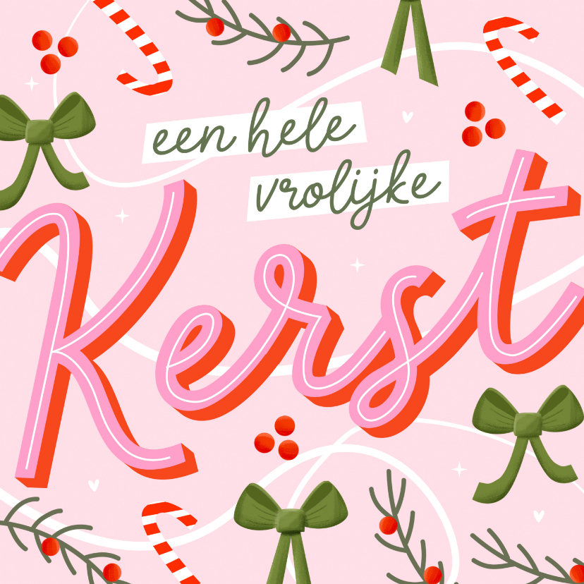 Kerstkaarten - Kerstkaart vrolijke kerst met typografie gekleurd