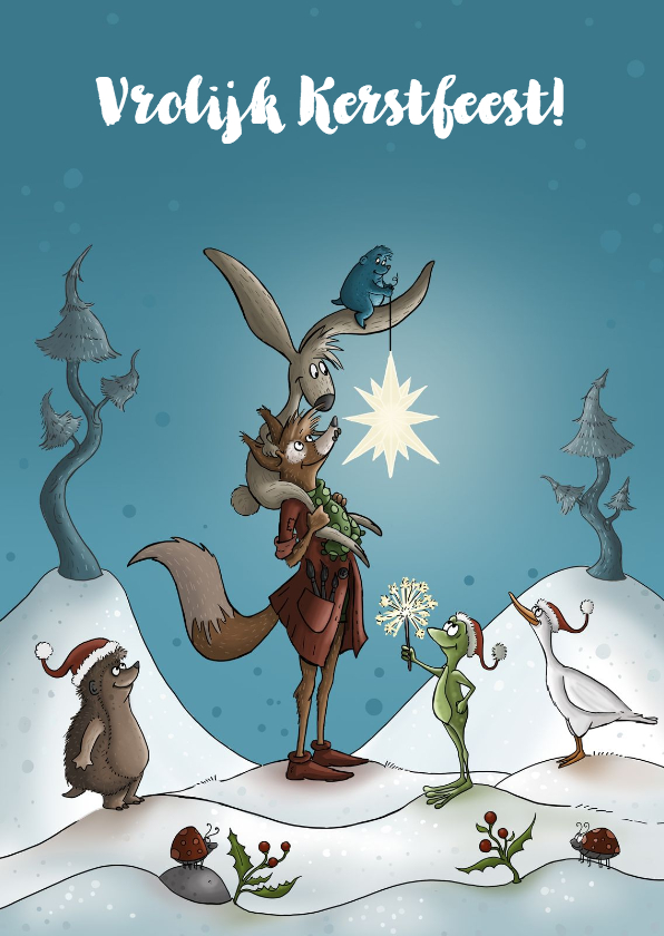 Kerstkaart vrolijke kerst ster - Kerstkaarten Kerstkaarten - Kerstkaart vrolijke kerst ster