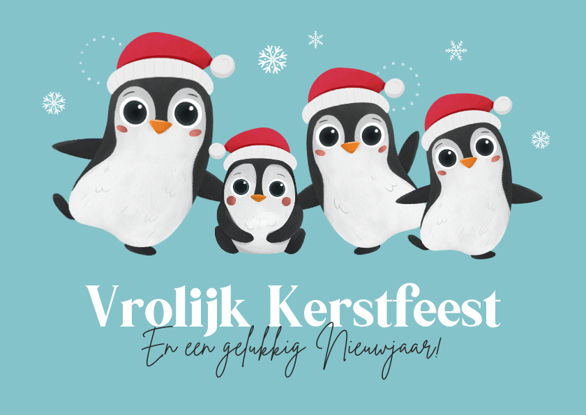 Kerstkaart vrolijke kerstdagen pinguïns kerstman sneeuw - Kerstkaarten Kerstkaarten - Kerstkaart vrolijke kerstdagen pinguïns kerstman sneeuw