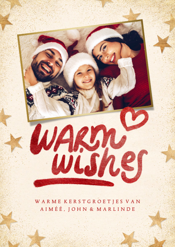 Kerstkaart 'Warm wishes' eigen foto - Kerstkaarten Kerstkaarten - Kerstkaart 'Warm wishes' eigen foto