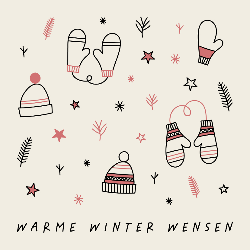 Kerstkaarten - Kerstkaart warme winter wensen met leuke illustraties