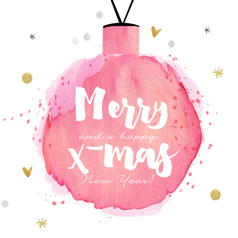 Kerstkaart watercolour - kerstbal - Kerstkaarten Kerstkaarten - Kerstkaart watercolour - kerstbal