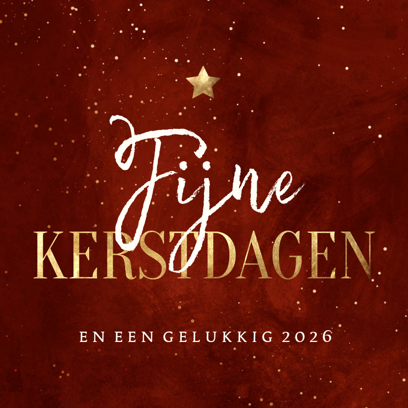 Kerstkaart waterverf Fijne Kerstdagen met ster - Kerstkaarten Kerstkaarten - Kerstkaart waterverf Fijne Kerstdagen met ster