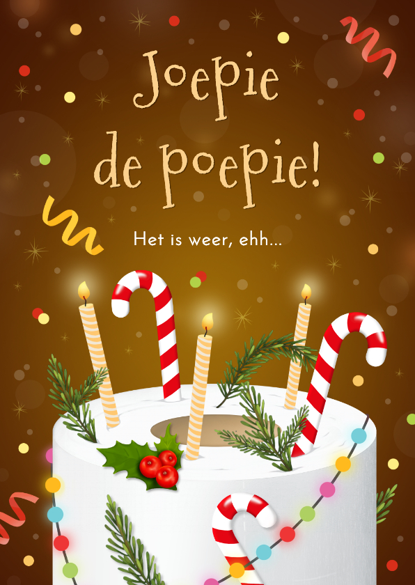 Kerstkaarten - Kerstkaart wc rollen boom te laat