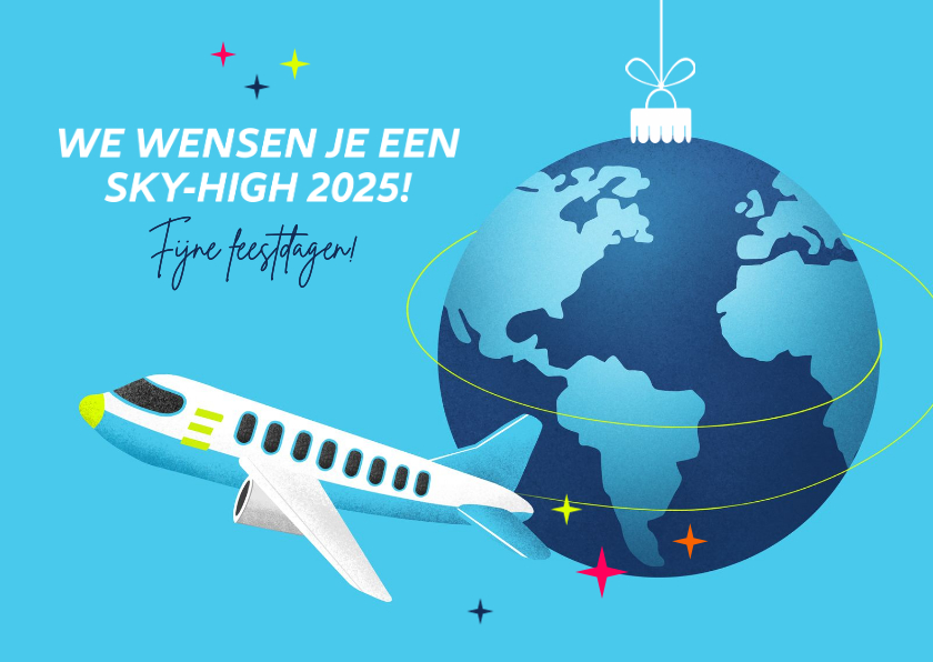 Kerstkaart we wensen je een sky-high 2026 - Kerstkaarten Kerstkaarten - Kerstkaart we wensen je een sky-high 2026