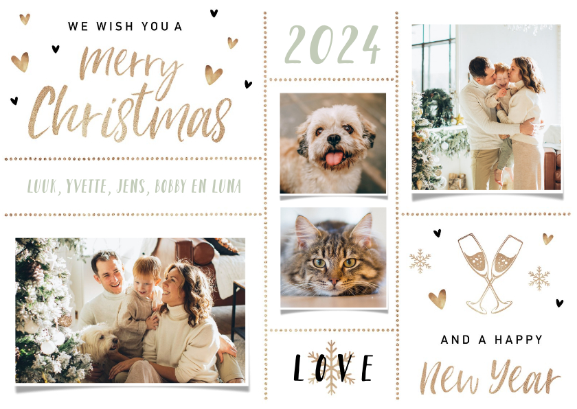 Kerstkaart winter fotocollage merry christmas happy new year - Kerstkaarten Kerstkaarten - Kerstkaart winter fotocollage merry christmas happy new year