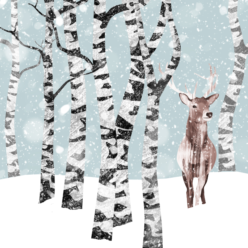 Kerstkaart winter met hert - Kerstkaarten Kerstkaarten - Kerstkaart winter met hert