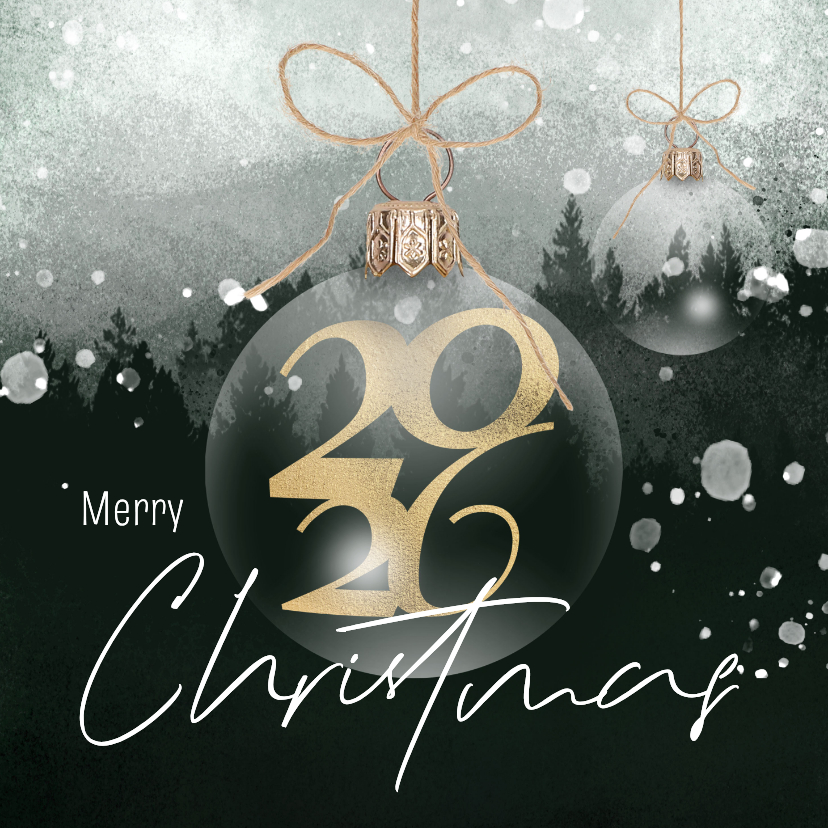 Kerstkaarten - Kerstkaart winter natuur kerstbal 2026