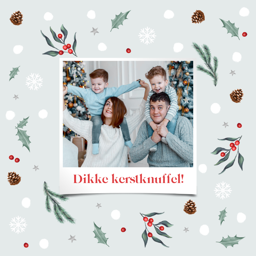 Kerstkaart winter thema foto sterren sneeuw takjes - Kerstkaarten Kerstkaarten - Kerstkaart winter thema foto sterren sneeuw takjes