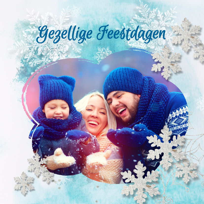 Kerstkaart winters blauw sterren - SG - Kerstkaarten Kerstkaarten - Kerstkaart winters blauw sterren - SG