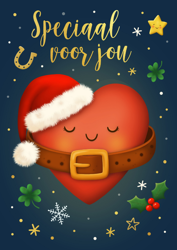 Kerstkaarten - Kerstkaart winterse hart onder de riem