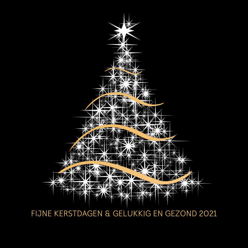 Kerstkaart wit en goud op zwart - Kerstkaarten Kerstkaarten - Kerstkaart wit en goud op zwart