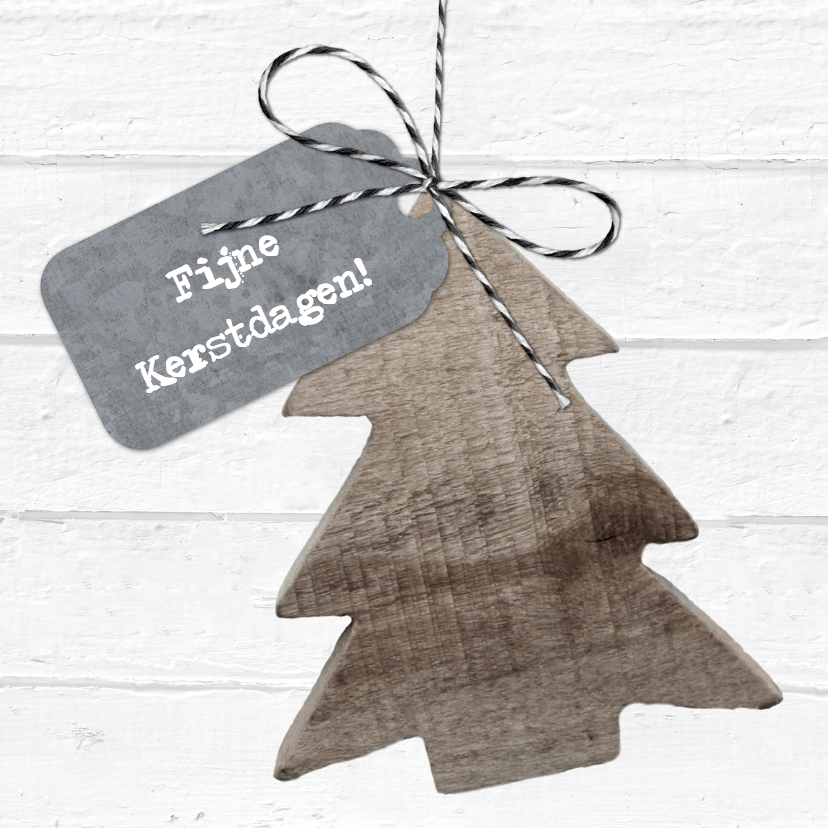 Kerstkaart Wit Hout Kerstboom Label - Kerstkaarten Kerstkaarten - Kerstkaart Wit Hout Kerstboom Label