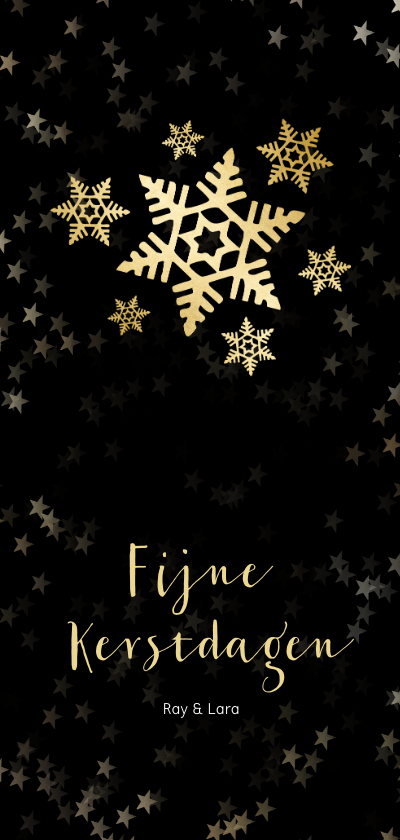 Kerstkaart zwart langwerpig sneeuwvlok - Een gouden kerst - Kerstkaarten Kerstkaarten - Kerstkaart zwart langwerpig sneeuwvlok - Een gouden kerst
